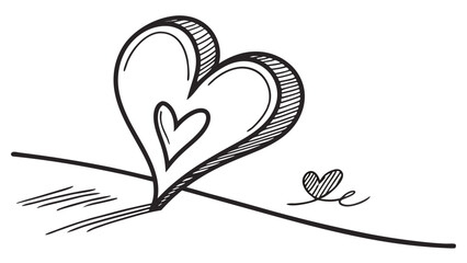Heart drawing illustration vector graphic for love and valentine's day with sketch style art design