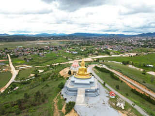 Big Stupa Aerial view of the city of Xiengkhuang, Laos