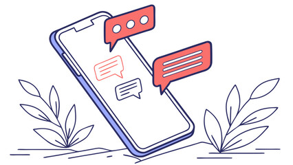 Smartphone communication app messages and chat vector illustration for social media design concept