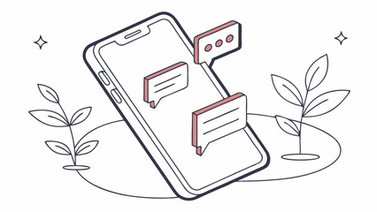 Isometric mobile phone with chat bubbles vector illustration for social media and communication design concept