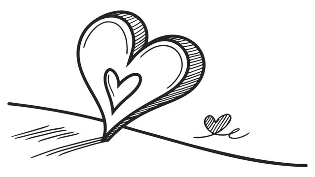 Naklejki Heart drawing illustration vector graphic for love and valentine's day with sketch style art design