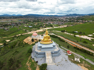Big Stupa Aerial view of the city of Xiengkhuang, Laos