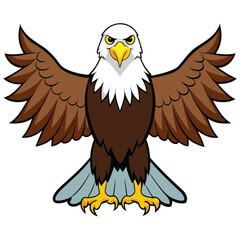 Obraz premium A majestic bald eagle with its wings slightly spread, perched on a branch, against a clean white background, a symbol of freedom.