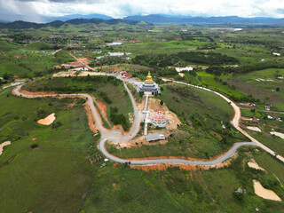 Big Stupa Aerial view of the city of Xiengkhuang, Laos