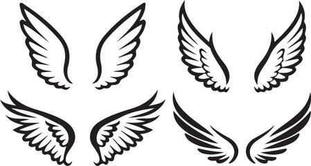 wings facing silhouette, bird wings silhouette, angel wings silhouette, spread wings silhouette,  © Secret vec