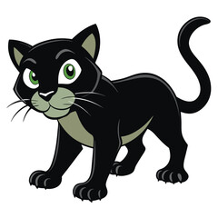 Obraz premium A sleek black cat, poised and ready to pounce, isolated on a clean white background, a mysterious and elegant feline.