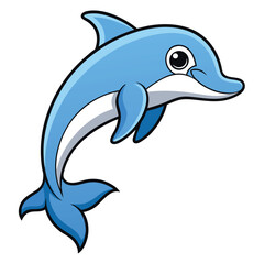 Naklejka premium A sleek and graceful dolphin in mid-leap, soaring above the water against a clean white background, a playful marine mammal.