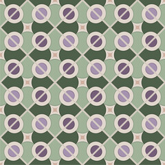 seamless geometric tile pattern blends retro charm with modern elegance. Featuring soft pastels and bold symmetry, it's perfect for digital prints, wallpapers, textiles, or ceramic decor applications.