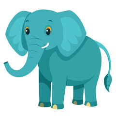 Fototapeta premium A majestic and wise elephant with its trunk raised high, standing tall on a plain white background, symbolizing power.