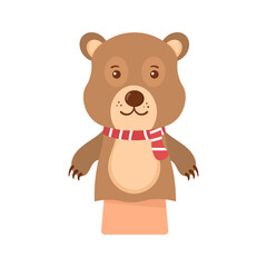 Png cartoon theatre puppet vector with cheerful characters monkey bear rabbit glove toy and marionette for children stage storytelling fantasy show and happy play moment

