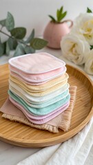 Stack of Reusable Makeup Remover Pads in Pastel Colors