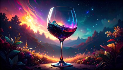 幻想的なワイン、美しいアクセントを加えた画像  Generated by AI	