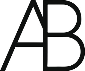 AB Letter Logo Vector – Modern Minimal Monogram in Black Representing Corporate Identity, Personal Branding, or Business Initials