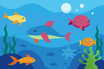 Naklejka premium seamless pattern with fishes