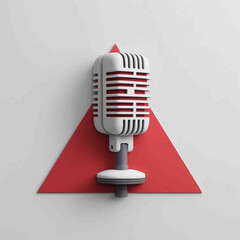 vintage microphone on red background
