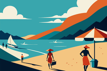vector illustration of a beach