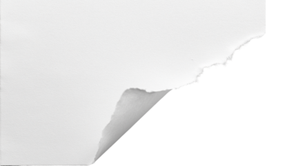 Torn paper revealing blankness isolated on white background