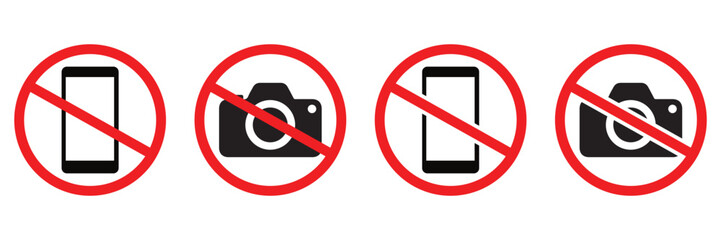No Camera and Mobile Icon – Photography and Video Recording Prohibited Symbol Vector