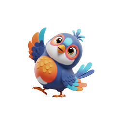 Obraz premium Cheerful animated bluebird waving hello against a stark dark backdrop