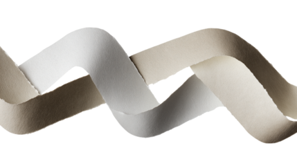 Abstract wavy ribbon design in beige and grey tones isolated on white background