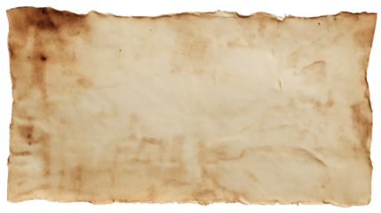 vintage blank paper background with slightly torn edge and weathered texture isolated on white background