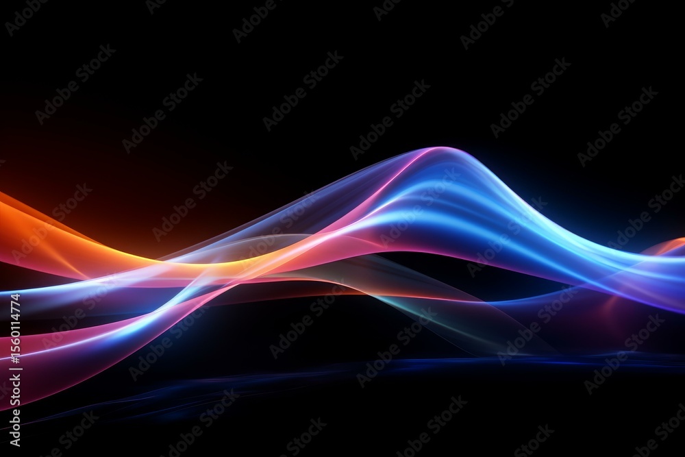 Aufkleber Colorful light trails creating a dynamic and vibrant abstract composition on a dark background