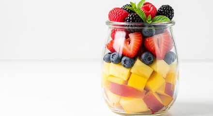 Layered Fruit Salad in Clear Jar