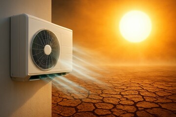 Scorching heat reaching up to +45°C, air conditioners struggling against the blazing sun and cracked, parched soil — a perfect setting for weather news in July and August
