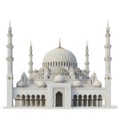 Fototapeta premium Isolated Mosque on White Background