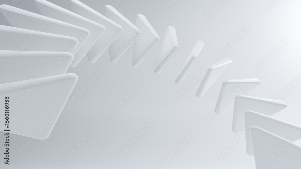 Poster abstract 3d background with round triangle shapes smooth, abstract white curving architectural desig