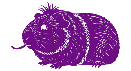 Isolated Guinea Pig Purple Silhouette