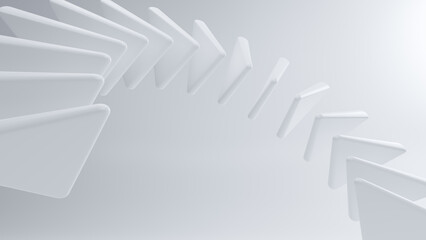 Abstract 3d background with round triangle shapes smooth, Abstract white curving architectural design. Visual element for banner header poster or cover. 3d rendering illustration for graphic design
