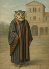 Naklejka premium Owl in academic attire illustration.