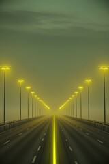 highway lit with yellow lights