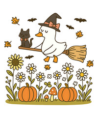 Halloween Fall the Cozy Goose T Shirt Design 
