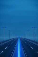 Highway lit with blue lights