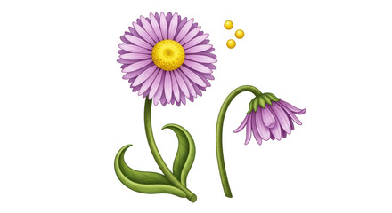 Isolated Two Daisy Flowers