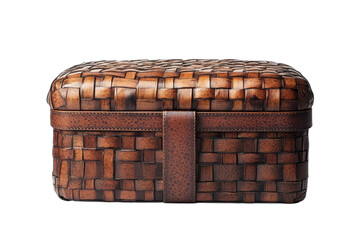 Woven box antique storage rustic container treasure chest decorative handicraft leather strap design