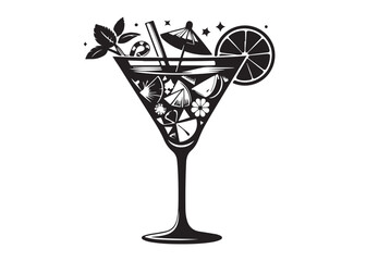 cocktail glass logo silhouette vector, martini glass logo icon silhouette, vector martini cocktail glass silhouette vector illustration, cocktail glass drink design logo silhouette vector 