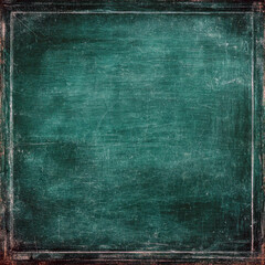 Fototapeta premium Aged Green Chalkboard Surface with Visible Scratches and Weathered Wood Frame