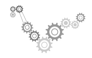 Graphic representation of cogwheels in machinery. Conceptual vector illustration.
