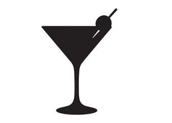 cocktail glass logo silhouette vector, martini glass logo icon silhouette, vector martini cocktail glass silhouette vector illustration, cocktail glass drink design logo silhouette vector 