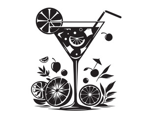 cocktail glass logo silhouette vector, martini glass logo icon silhouette, vector martini cocktail glass silhouette vector illustration, cocktail glass drink design logo silhouette vector 