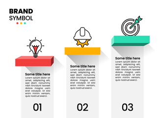 Infographic template. 3 colored stairs with icons