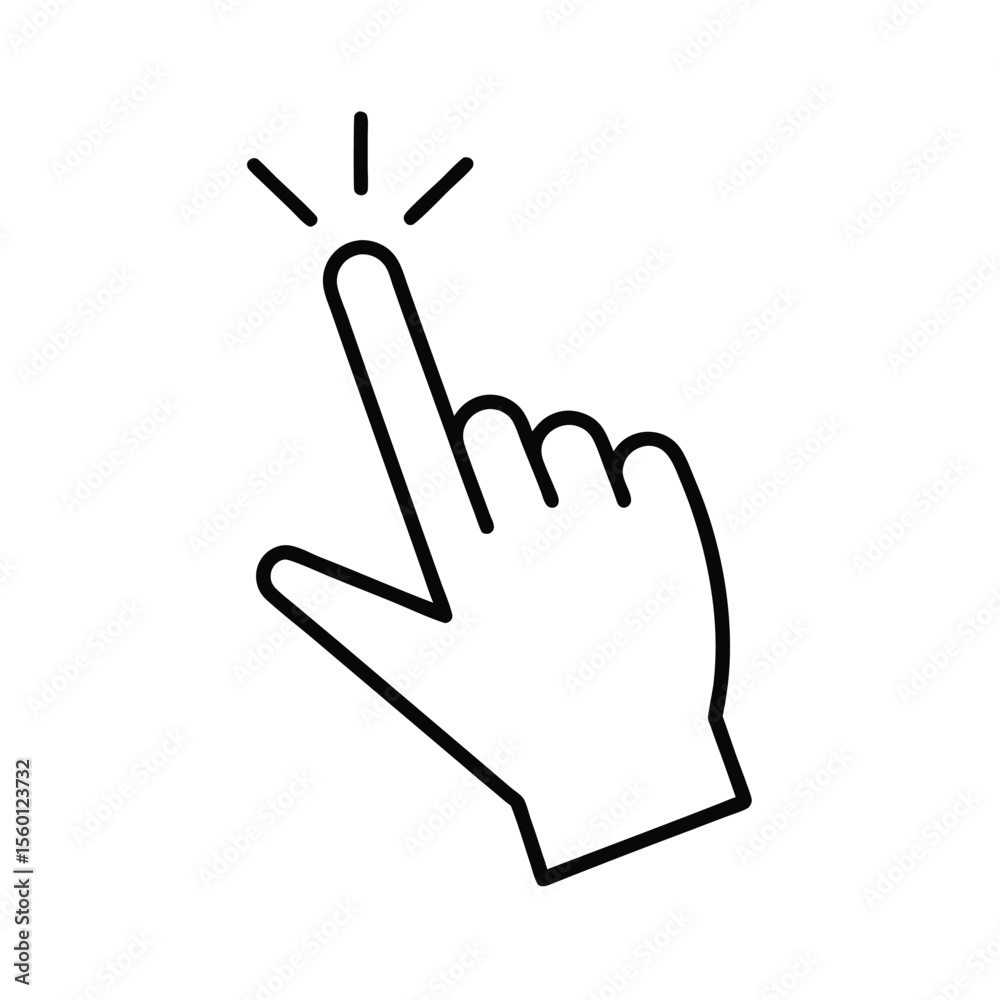 Poster pointer finger clicking icon represents the action of pressing or selecting something on a digital i