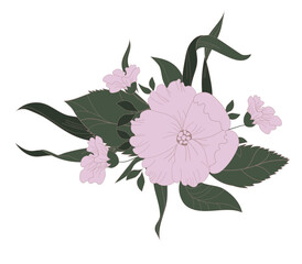 Bouquet of large white flowers painted by hand. Botanical ornament for fabrics, textiles, packaging and wallpaper. Vector illustration.