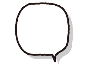 手書き風線の影のあるユルカワな吹き出し　丸みのある四角　10