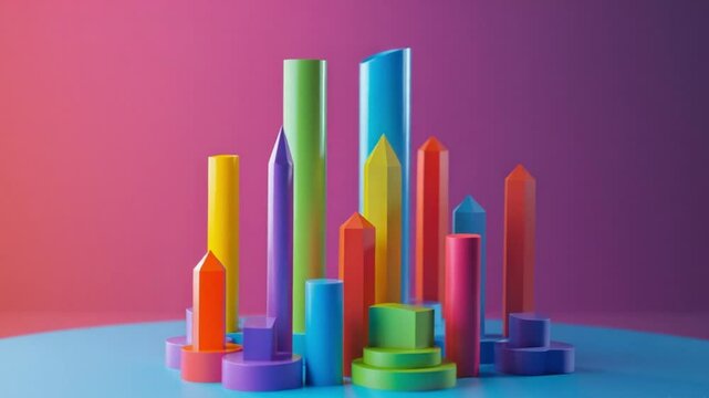 3d Financial and stock market icon Line and Candle 4K Videos