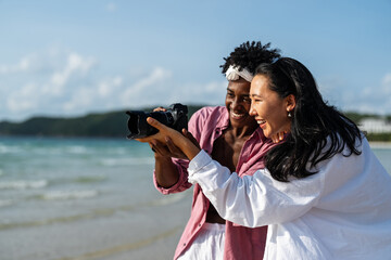 A young couple enjoying a romantic and joyful beach vacation, love, happiness, and deep connection