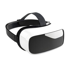 High quality 3D visualization depicting A consumer-grade virtual reality headset in monochrome style. Top down view on isolated white background, ideal for product mockups and e commerce use.